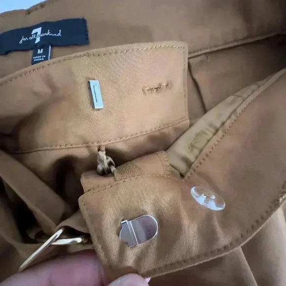 Seven for All Mankind High-Waist Pleated Semi Wide-Leg Trousers Brown Women's M - Picture 10 of 14